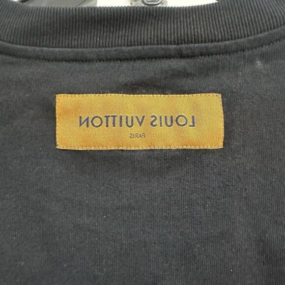 LOUIS VUITTON Uniforms Short Sleeve BLACK T-Shirt Cotton Black L Men's Open Box - Picture 3 of 6